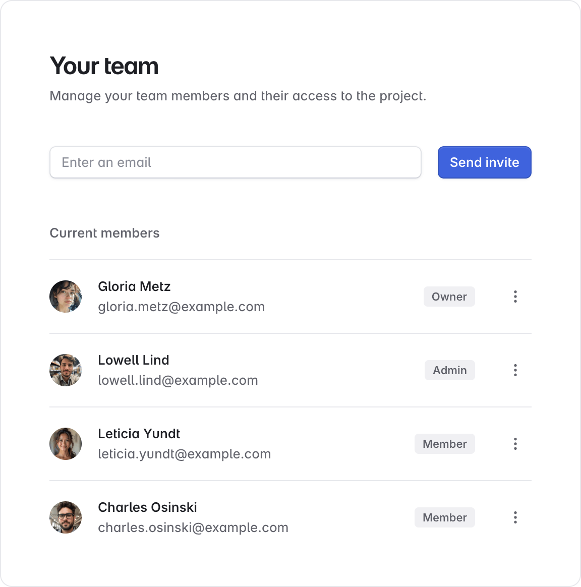 Team management block example